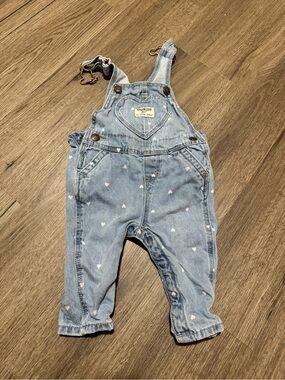 OshKosh B'gosh Light Blue Denim Heart Print Overalls